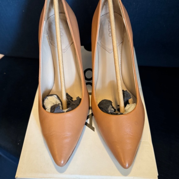 ALDO Coronitiflex Leather Stiletto High Heel Tan sz 6, 3.25" - Picture 10 of 13